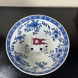 White Star Line Titanic Commemorative Porcelain Basin Blue White Reproduction